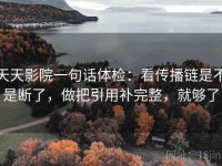 天天影院一句话体检：看传播链是不是断了，做把引用补完整，就够了