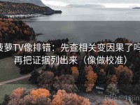 菠萝TV像排错：先查相关变因果了吗，再把证据列出来（像做校准）