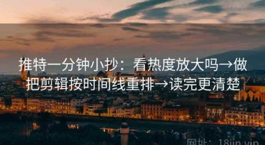 推特一分钟小抄：看热度放大吗→做把剪辑按时间线重排→读完更清楚