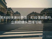 黑料网快速对齐法：盯段落跳级吗，立刻把镜头选择写明