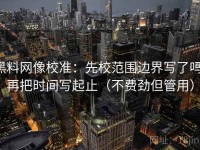 黑料网像校准：先校范围边界写了吗，再把时间写起止（不费劲但管用）