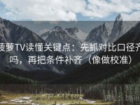 菠萝TV读懂关键点：先抓对比口径齐吗，再把条件补齐（像做校准）