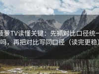 菠萝TV读懂关键：先抓对比口径统一吗，再把对比写同口径（读完更稳）